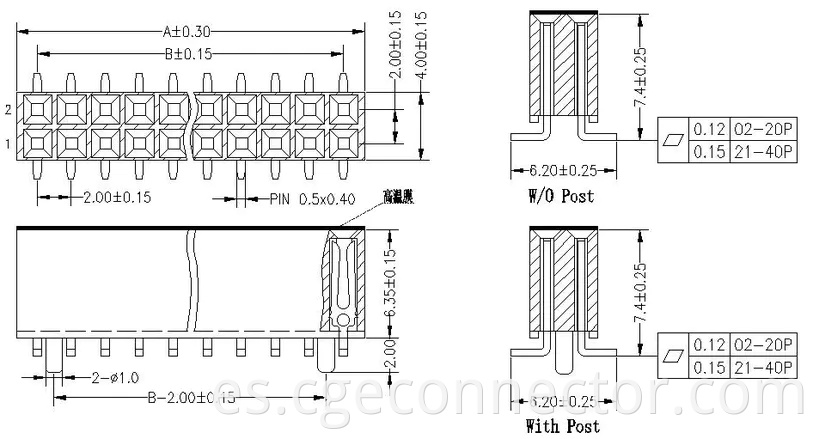 SMT Vertical type Stand-up double-row Connector